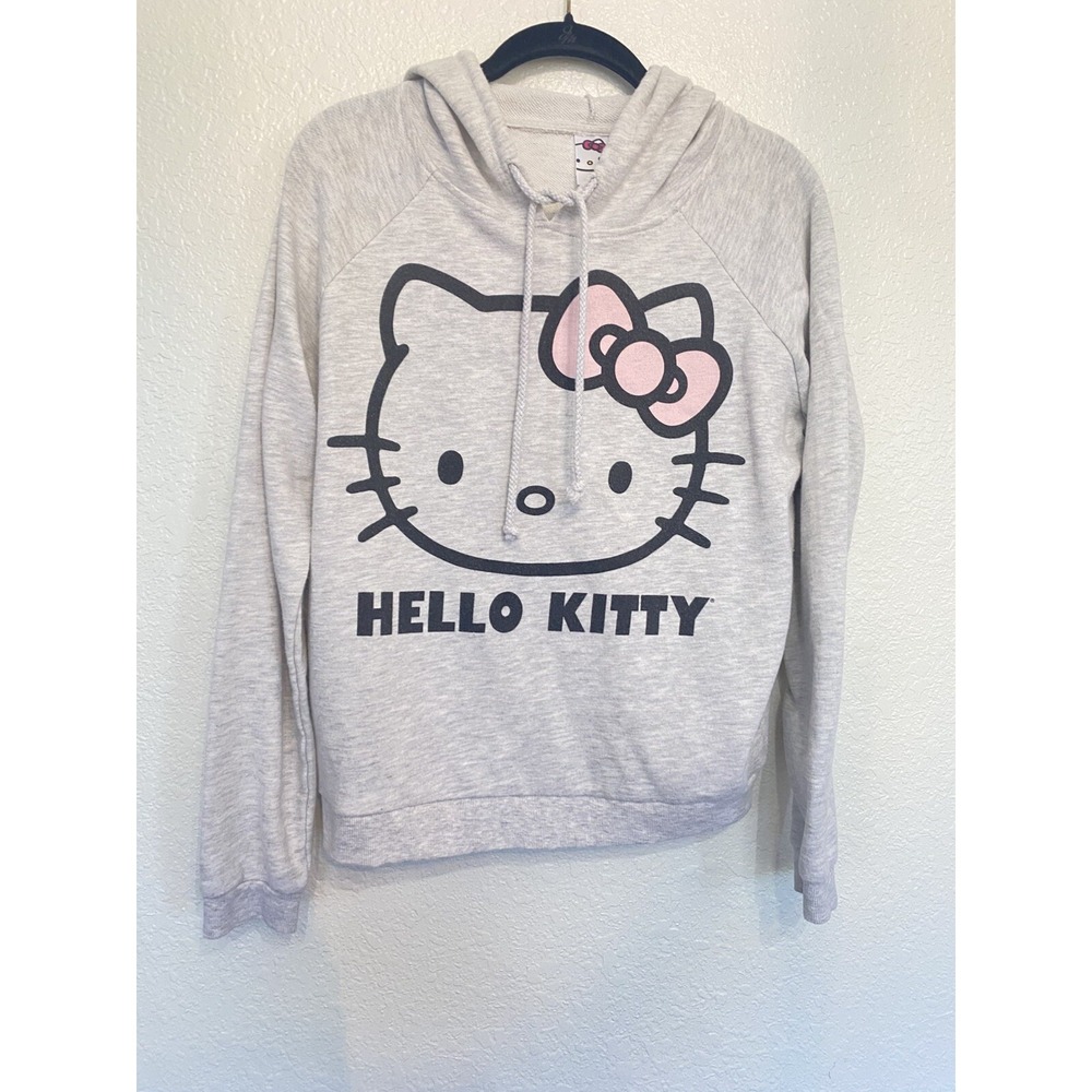 Sanrio Hello Kitty Heather Gray Raglan Graphic Hoodie Kids Large L